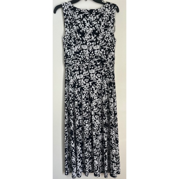 Jessica Howard Navy White Floral Sleeveless Midi Dress Size 8 - Picture 3 of 8